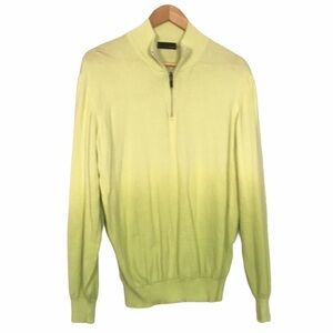 ALBERO yellow green ombré 1/4 zip unisex sweater organic cotton size large